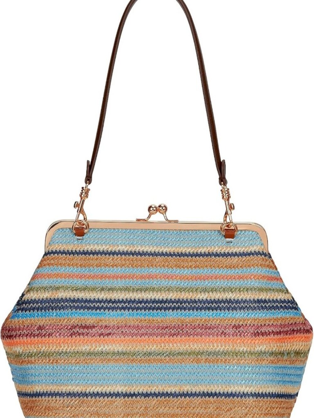 Large Women's Straw Kiss Lock Tote Bag - Chic Clutch Purse for Summer Style